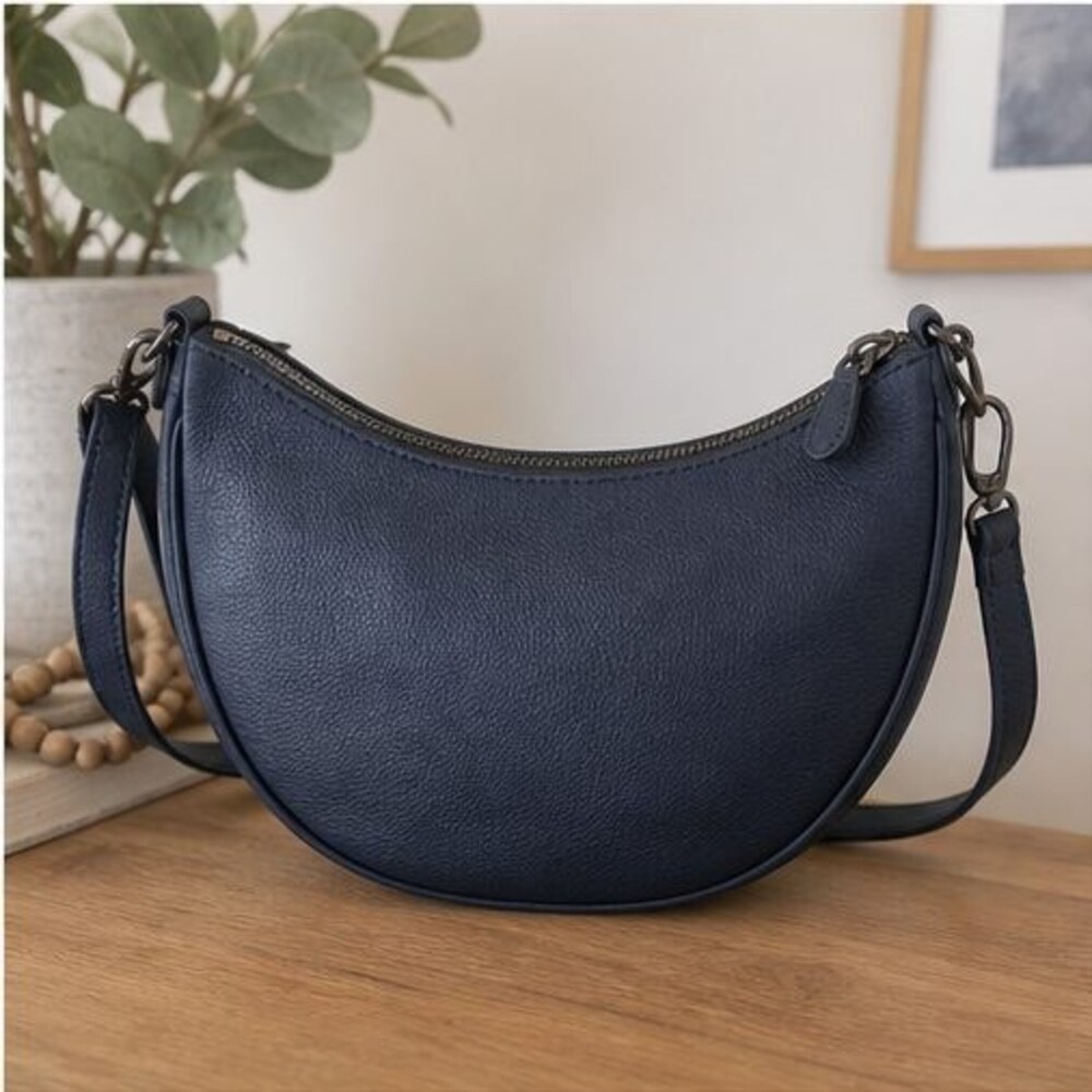Navy Faux Leather Bag